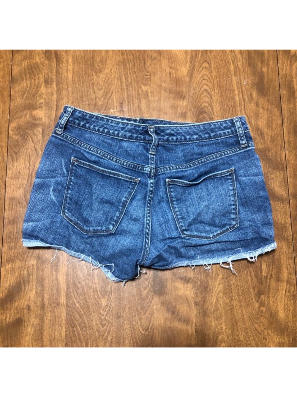 Universal Thread High Rise Shortie Jean Shorts Button Fly Denim Raw Hem Distress - Picture 6 of 9